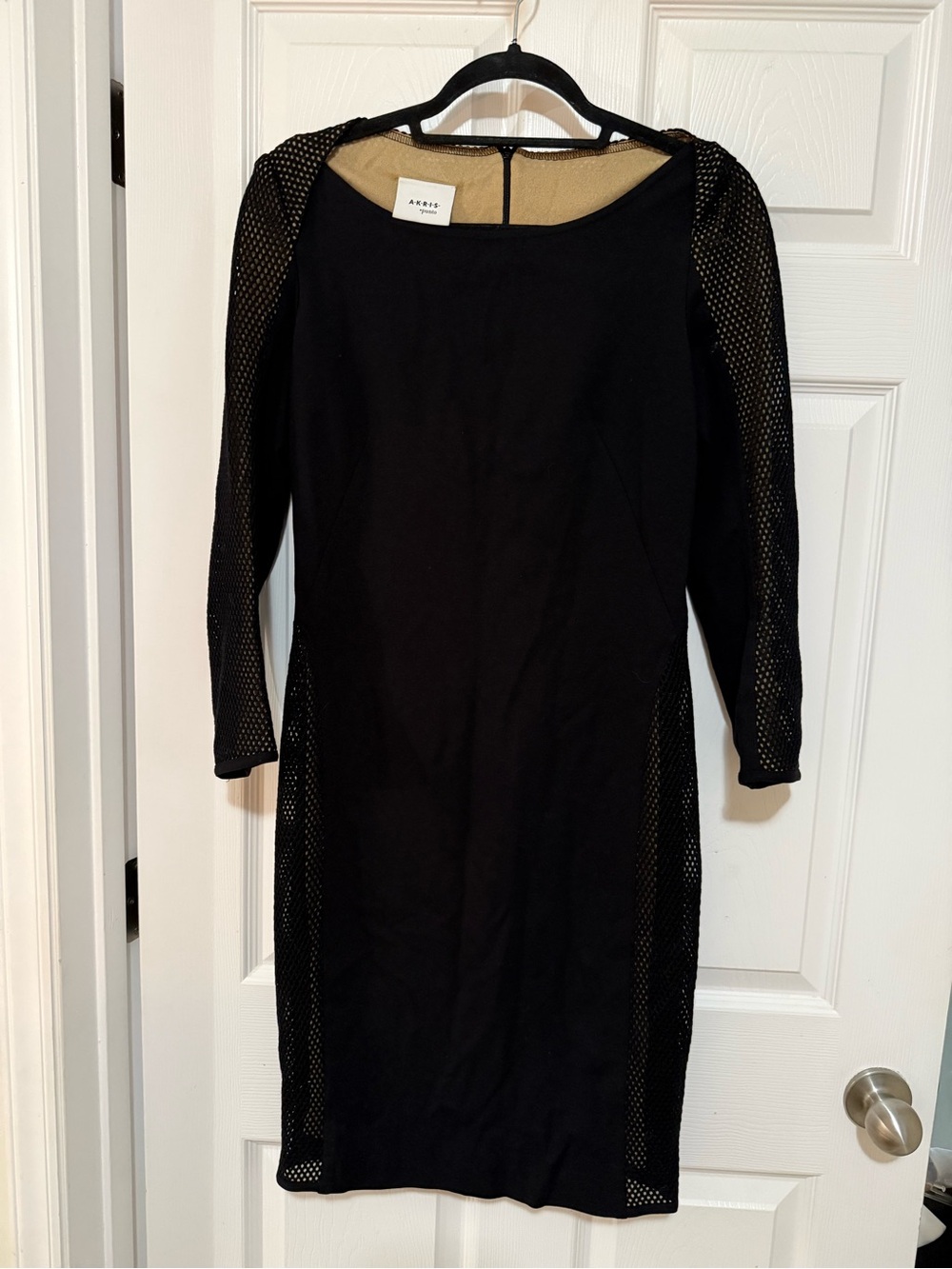 Akris Punto Black Midi Sheath Dress with Mesh Panels